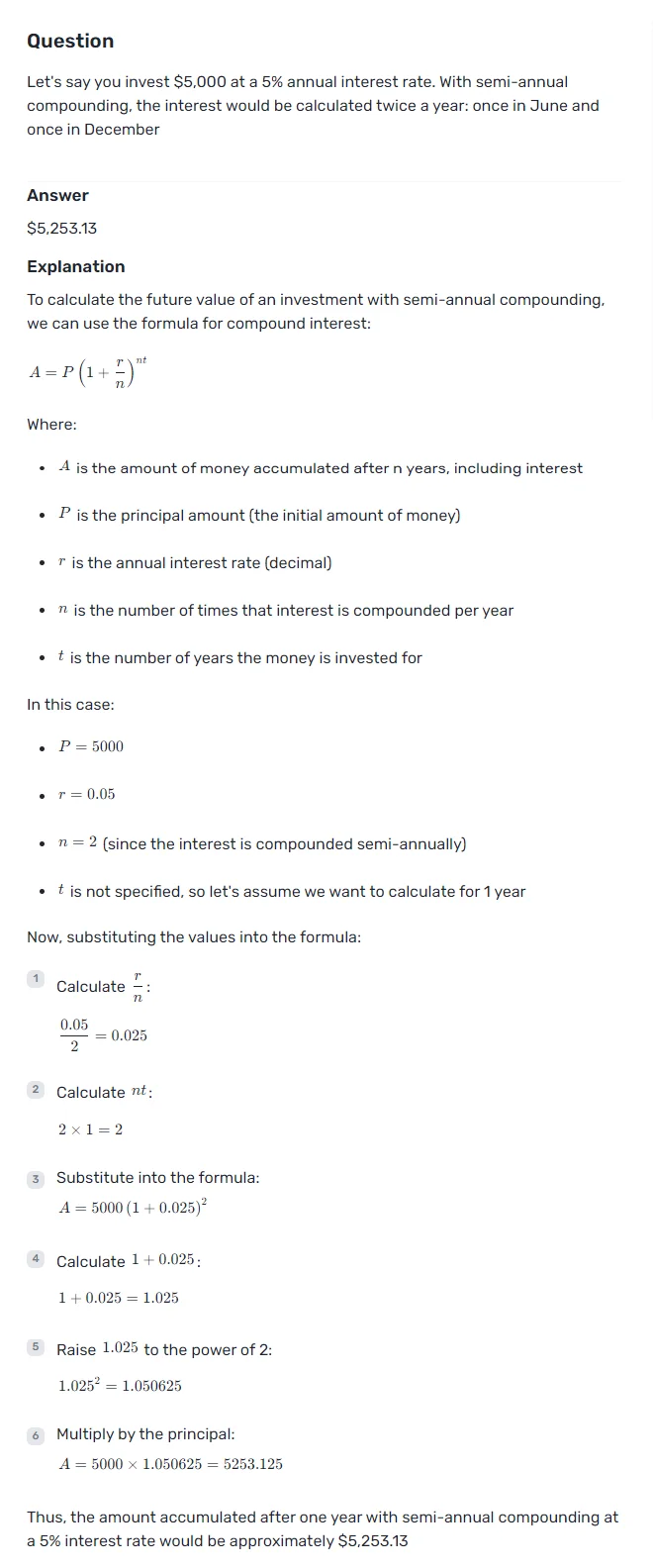 Infographic Semi-Annually Compounding Example